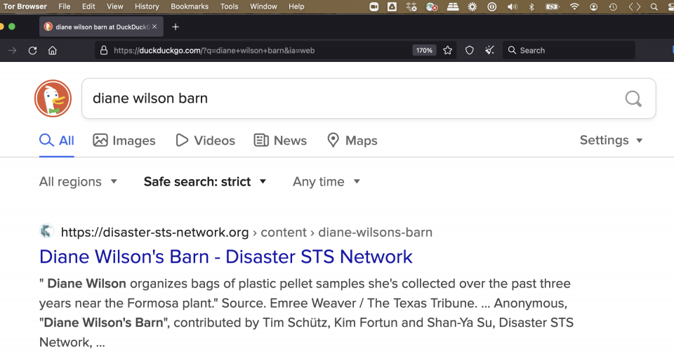 screen shot of search
